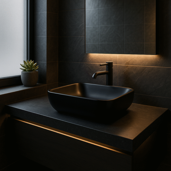 Lavamanos Rectangular Negro Mate Cerámica Estilo Minimalista - Image 4