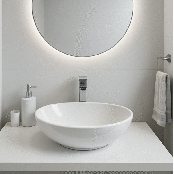 Lavamanos Ovalado Blanco en Cerámica Estilo Moderno - Image 4