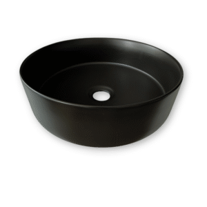 Lavamanos redondo negro mate de cerámica sobreponer para baños elegantes
