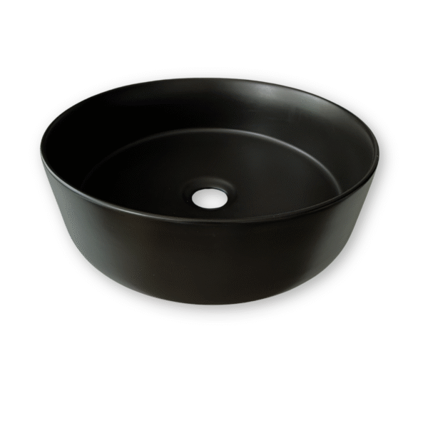 Lavamanos redondo negro mate de cerámica sobreponer para baños elegantes