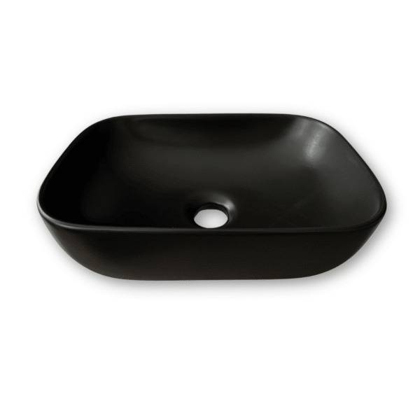 Lavamanos rectangular negro mate de cerámica sobreponer moderno