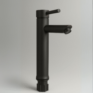 Grifería alta monocontrol negra mate con cuello recto para lavamanos
