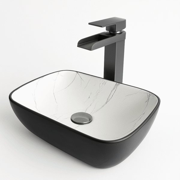 Grifería Cascada Gris Alta – Monocontrol Moderno Lavamanos - Image 3